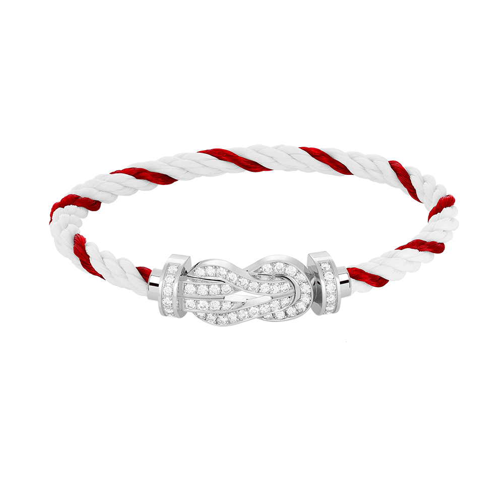 GlowCHANCE LARGE 8 FIGURE BUCKLE FULL DIAMOND BRACELET SILVER