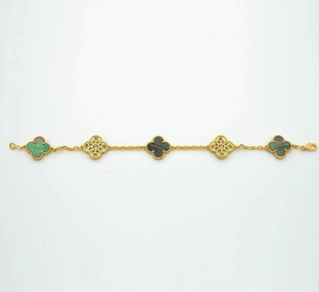 [Glow Jewelry] CLOVER 5 MOTIF GRAY MOP BRACELET COLLECTION