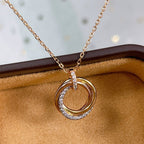 GlowTRINITY NECKLACE SILVER GOLD PINK GOLD DIAMONDS