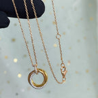 GlowTRINITY NECKLACE SILVER GOLD PINK GOLD DIAMONDS