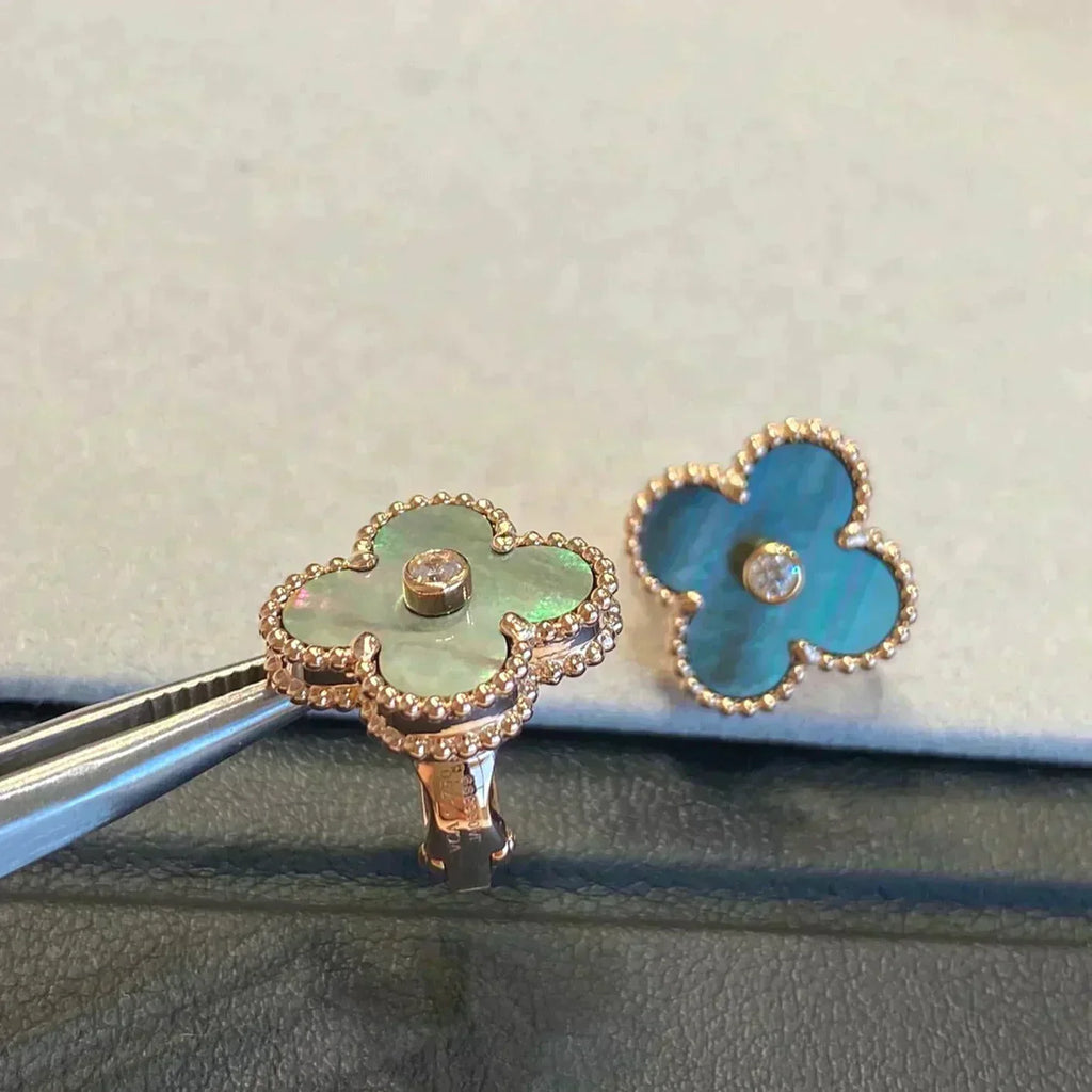 ¡®Glow¡¯CLOVER MEDIUM 1 MOTIFS GRAY MOP  DIAMOND EARRINGS