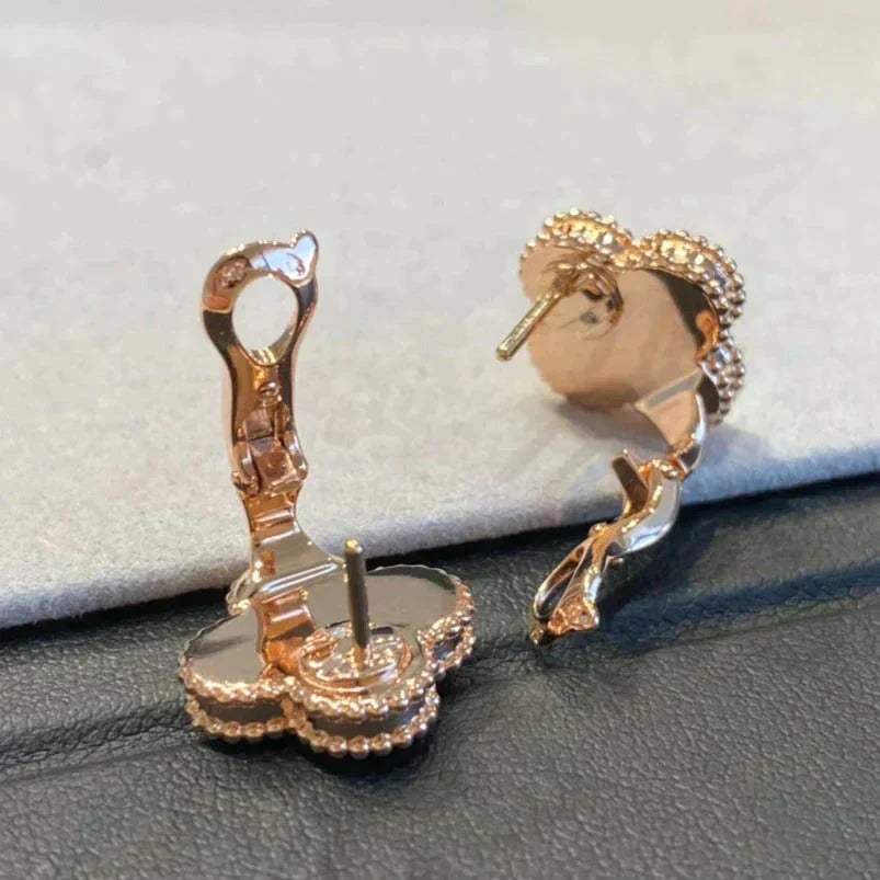 ¡®Glow¡¯CLOVER MEDIUM 1 MOTIFS GRAY MOP  DIAMOND EARRINGS