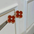 ¡®Glow¡¯CLOVER MEDIUM 1 MOTIFS CARNELIAN  DIAMOND earrings