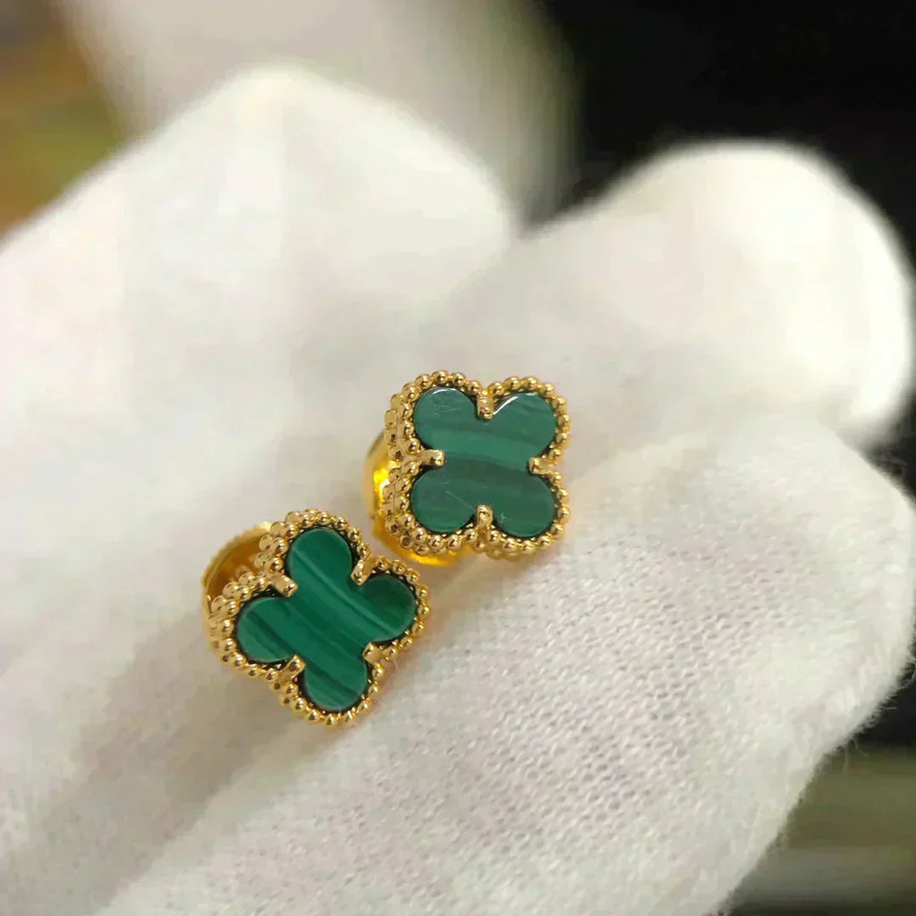 ¡®Glow¡¯CLOVER MINI 9.5MM MALACHITE  EARRINGS