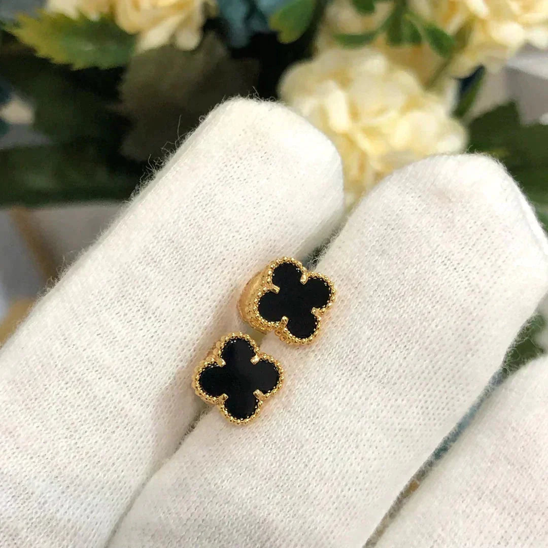 ¡®Glow¡¯CLOVER MINI 9.5MM BLACK MOP EARRINGS