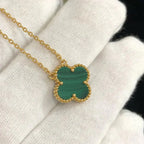 ¡®Glow¡¯CLOVER 15MM MALACHITE SINGLE FLOWER  NECKLACE