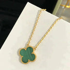 ¡®Glow¡¯CLOVER 15MM MALACHITE SINGLE FLOWER  NECKLACE
