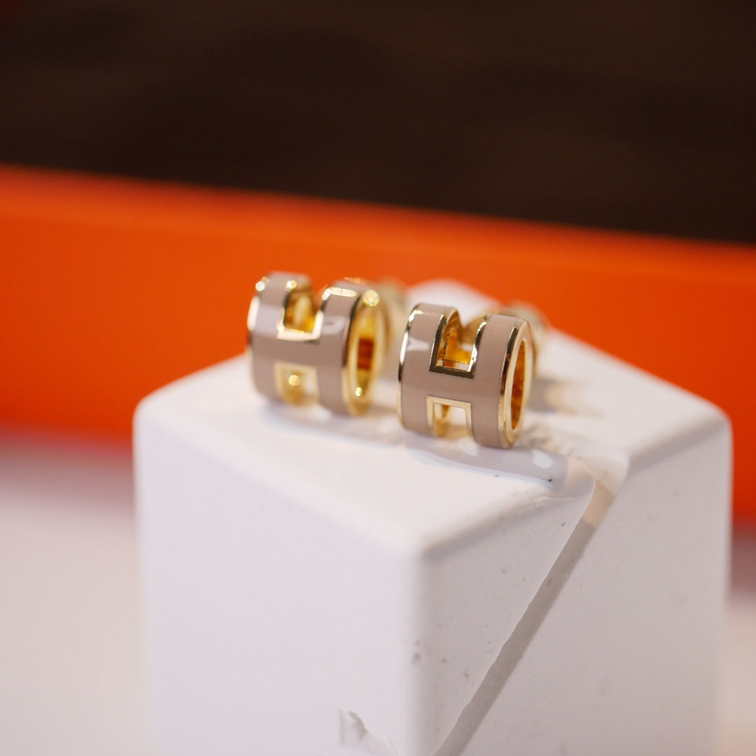 GlowMINI POP H GOLD EARRINGS GREY