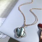 ¡®Glow¡¯CLOVER 25MM GOLD DARK MOP BIG CLOVER NECKLACE