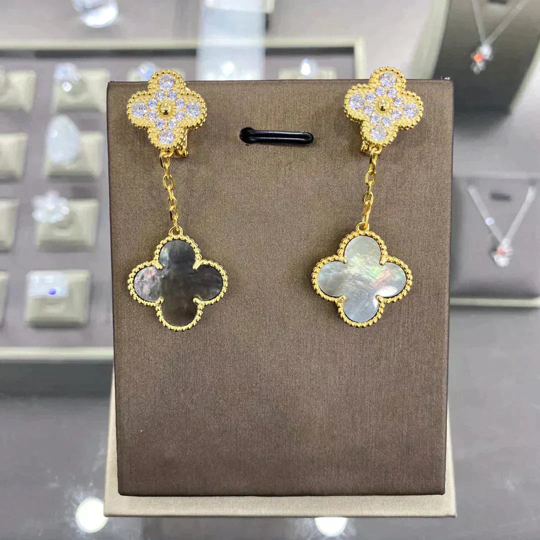¡®Glow¡¯CLOVER  2 MOTIFS  DIAMOND  EARRINGS (MULTIPLE CHOICESç´