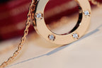 GlowLOVE NECKLACE 16MM 6 DIAMONDS PINK GOLD