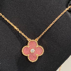 ¡®Glow¡¯CLOVER 15MM DIAMOND RHODONITE NECKLACE