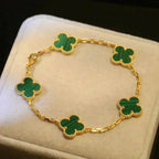 [Glow]New  CLOVER 5 MOTIF MALACHITE BRACELET COLLECTION