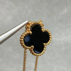 ¡®Glow¡¯CLOVER 15MM BLACK ONYX SINGLE FLOWER NECKLACE