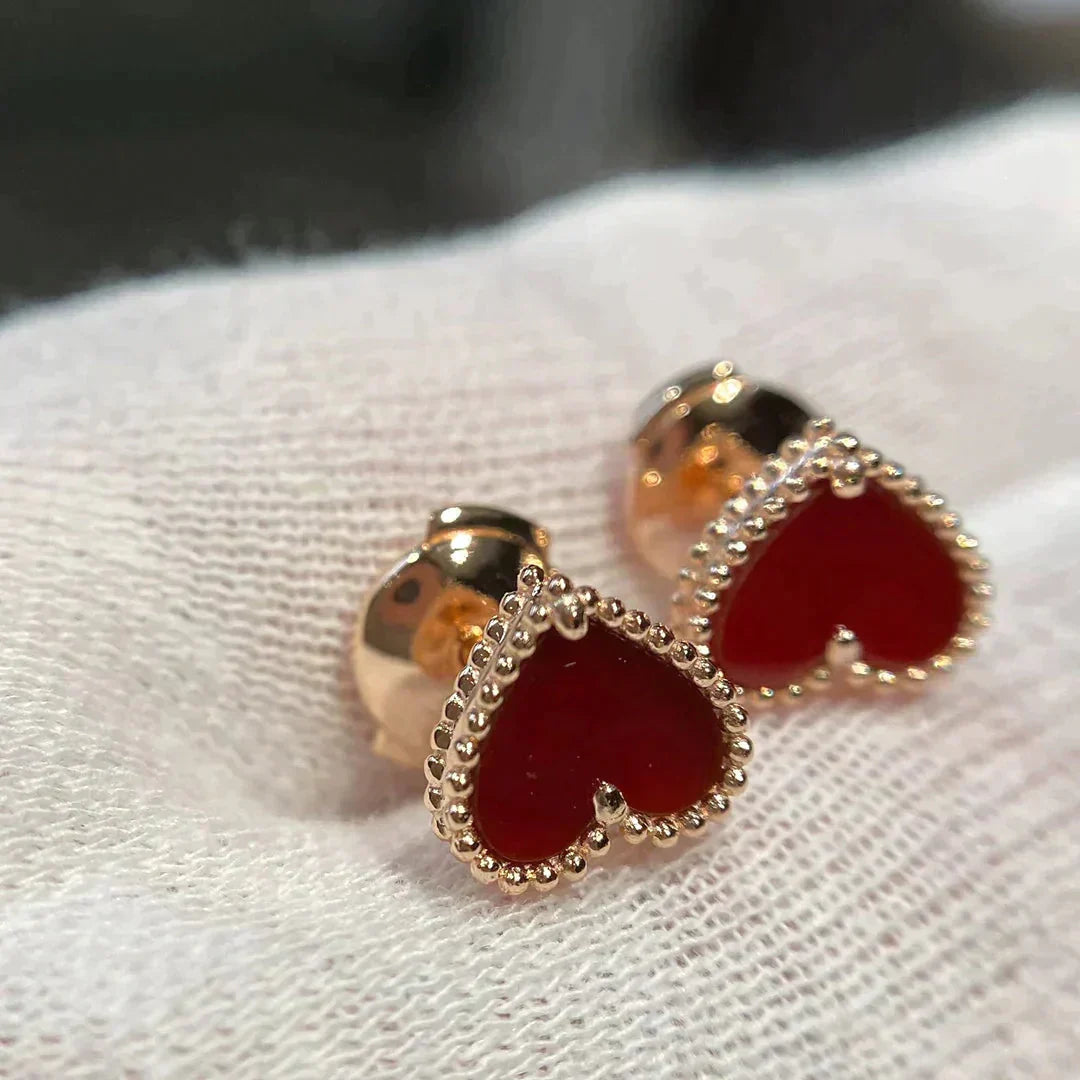 ¡®Glow¡¯HEART CARNELIAN STUD EARRINGS