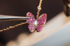 ¡®Glow¡¯BUTTERFLY RED DIAMOND ROSE GOLD NECKLACE