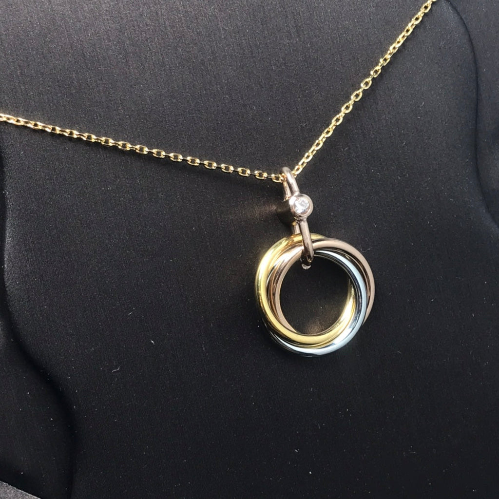 GlowTRINITY SILVER GOLD PINK GOLD NECKLACE