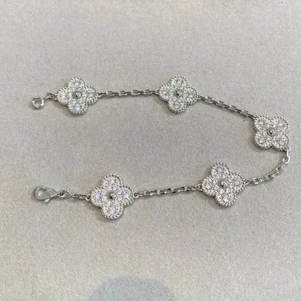 [Glow Jewelry] CLOVER 5 MOTIF FULL DIAMOND BRACELET COLLECTION