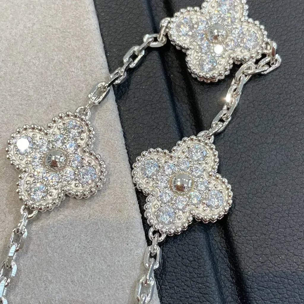 [Glow Jewelry] CLOVER 5 MOTIF FULL DIAMOND BRACELET COLLECTION