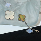 ¡®Glow¡¯CLOVER BRACELET 5 MOTIFS MOP CHALCEDONY SILVER