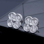 ¡®Glow¡¯CLOVER 1 MOTIFS DIAMOND STUD EARRINGS SILVER
