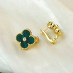 ¡®Glow¡¯CLOVER MEDIUM 1 MOTIFS MALACHITE DIAMOND EARRINGS