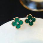 ¡®Glow¡¯CLOVER MEDIUM 1 MOTIFS MALACHITE DIAMOND EARRINGS
