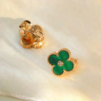 ¡®Glow¡¯CLOVER MEDIUM 1 MOTIFS MALACHITE DIAMOND EARRINGS