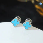 ¡®Glow¡¯CLOVER MINI 9.5MM ONYX STUD EARRINGS SILVER