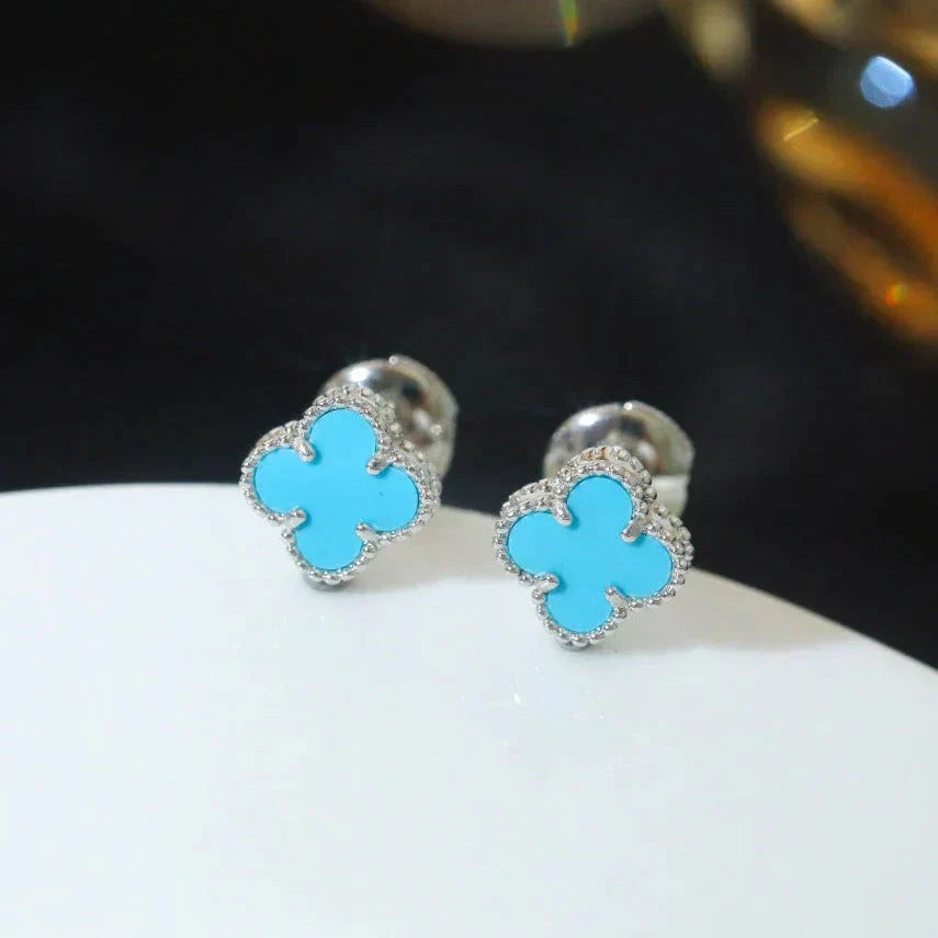 ¡®Glow¡¯CLOVER MINI 9.5MM ONYX STUD EARRINGS SILVER