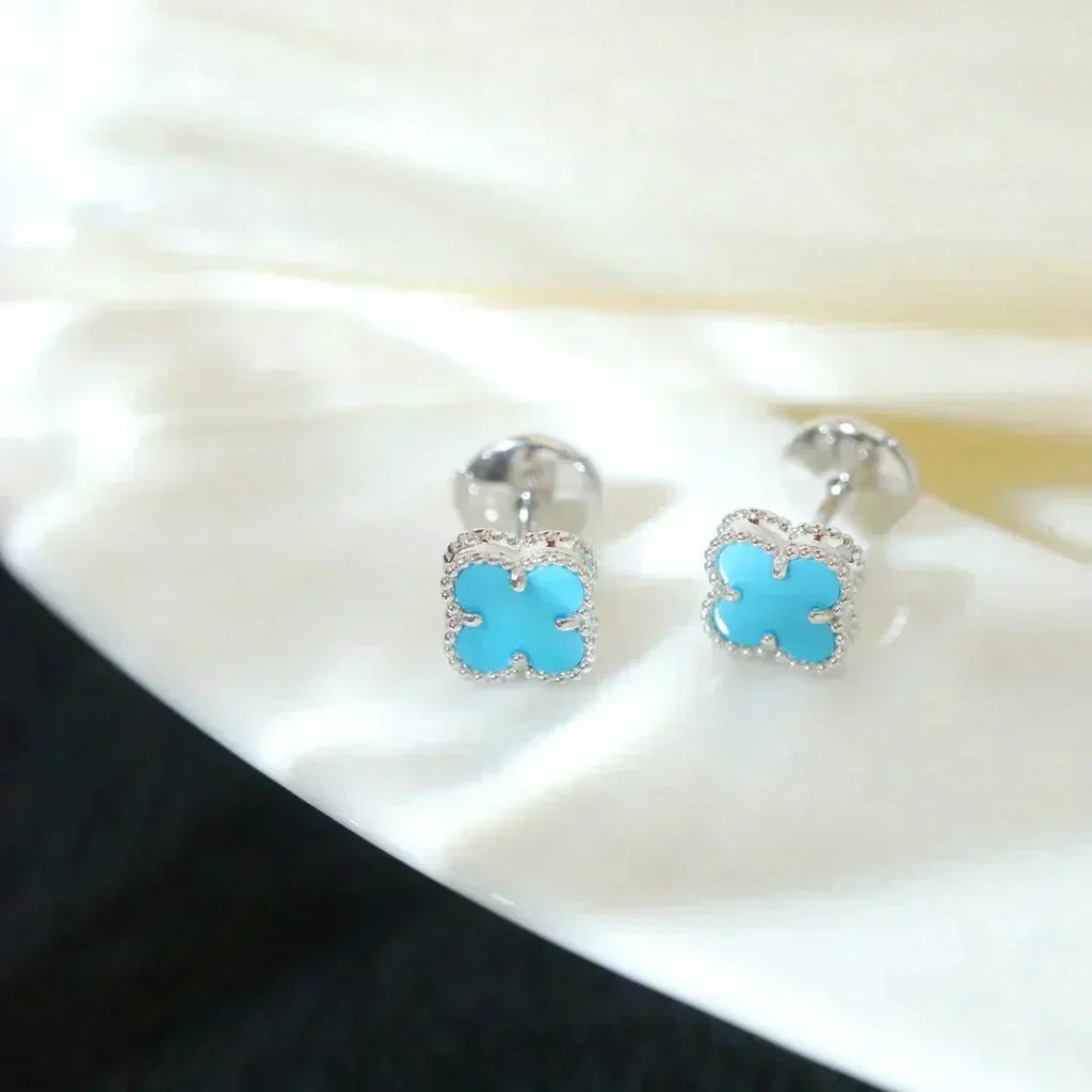¡®Glow¡¯CLOVER MINI 9.5MM ONYX STUD EARRINGS SILVER