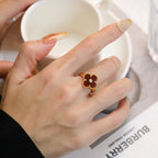¡®Glow¡¯CLOVER CARNELIAN RING ROSE GOLD DIAMOND