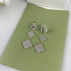 ¡®Glow¡¯CLOVER 3 MOTIF DIAMOND SILVER DROP EARRINGS
