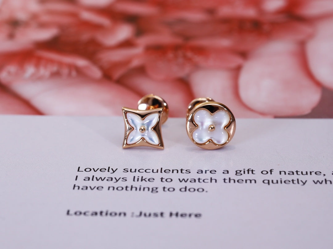 GlowSTAR AND SUN PINK GOLD MOP STUD EARRINGS