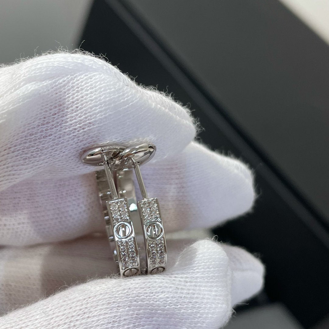 GlowLOVE DIAMOND SILVER HOOP EARRINGS