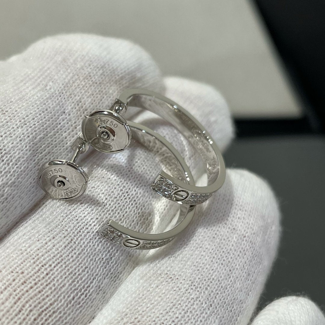 GlowLOVE DIAMOND SILVER HOOP EARRINGS