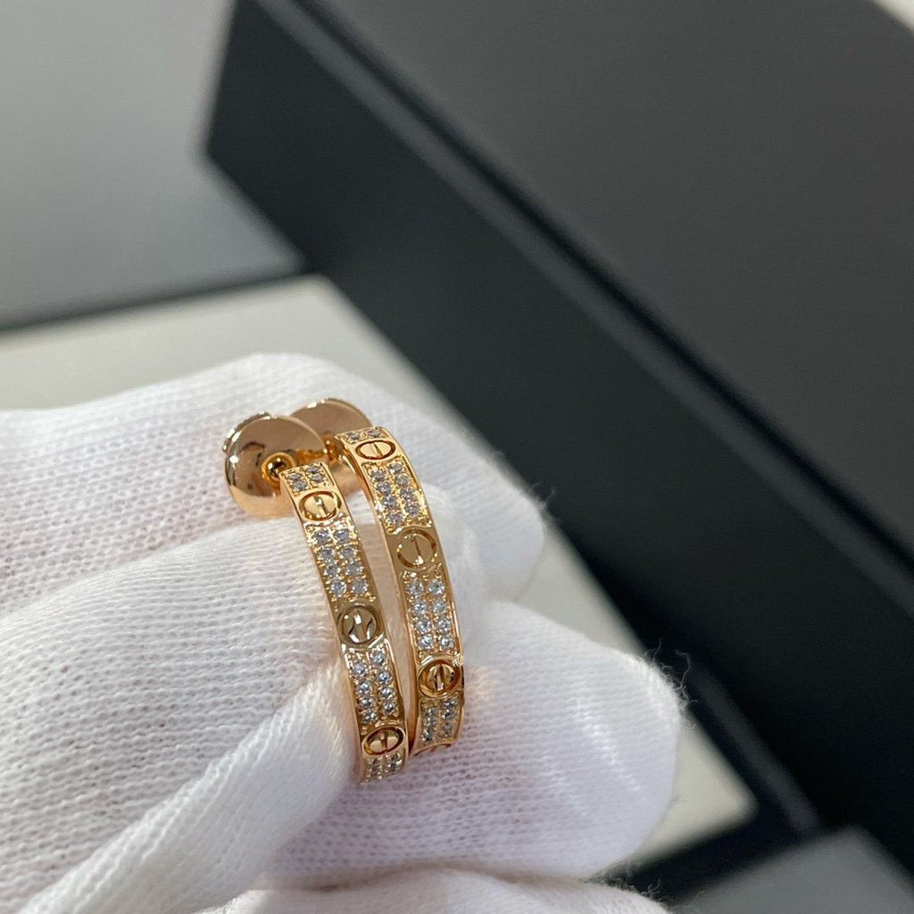 GlowLOVE DIAMOND PINK GOLD HOOP EARRINGS