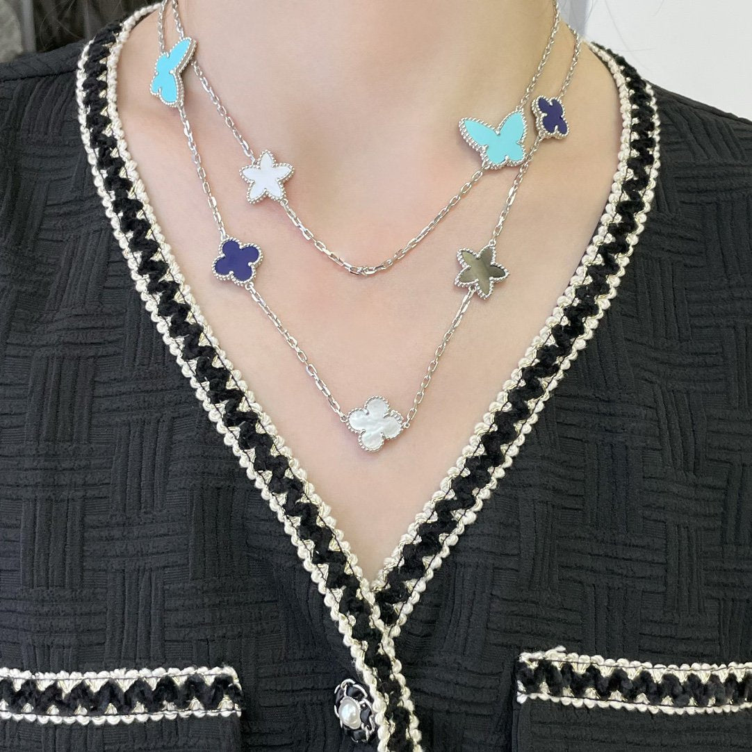 ¡®Glow¡¯LUCKY CLOVER SILVER 11 MOTIF NECKLACE