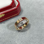GlowLOVE PINK GOLD SILVER DIAMOND DOUBLE RING