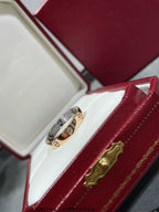 GlowLOVE PINK GOLD SILVER DIAMOND DOUBLE RING
