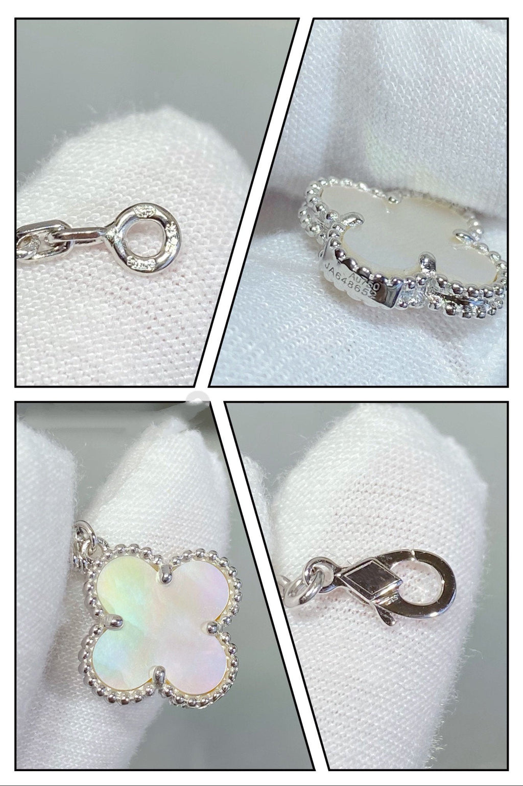 ¡®Glow¡¯CLOVER 5 MOTIF WHITE MOP SILVER BRACELET