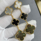 ¡®Glow¡¯CLOVER 3 MOTIF MOP ONYX DARK MOP PINK GOLD EARRINGS