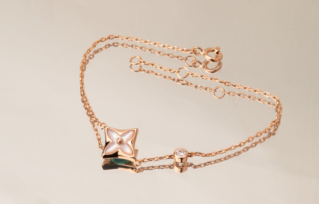 GlowSTAR PINK MOP 1 DIAMOND PINK GOLD NECKLACE