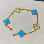 [Glow]New  CLOVER 5 MOTIF BLUE AGATE BRACELET COLLECTION