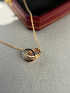 GlowLOVE NECKLACE DOUBLE RING PINK GOLD
