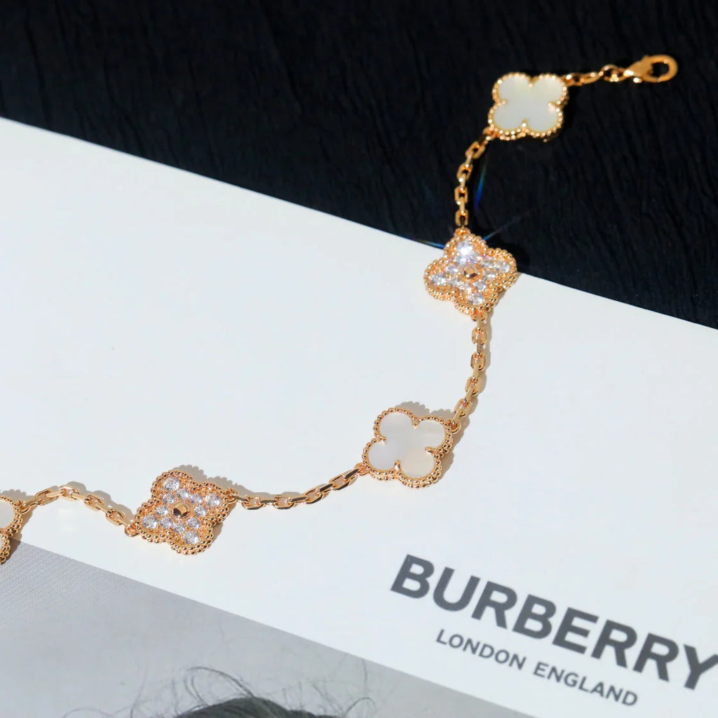 [Glow Jewelry]CLOVER WHITE PEARL MOP 5 MOTIF BRACELET COLLECTION