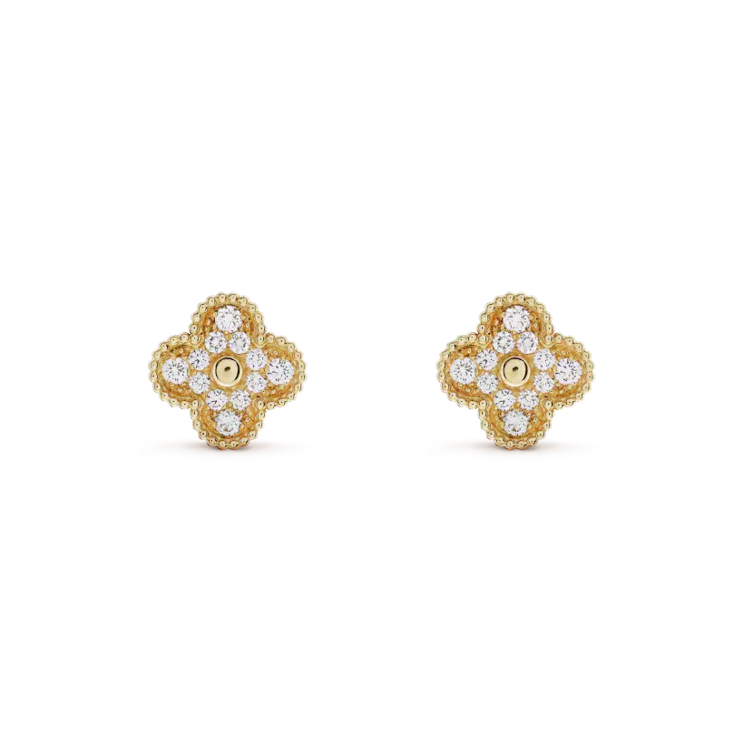 ¡®Glow¡¯CLOVER MEDIUM 1 MOTIFS FUll DIAMOND EARRINGS