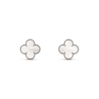 ¡®Glow¡¯CLOVER MEDIUM 1 MOTIFS  WHITE MOP EARRINGS SILVER