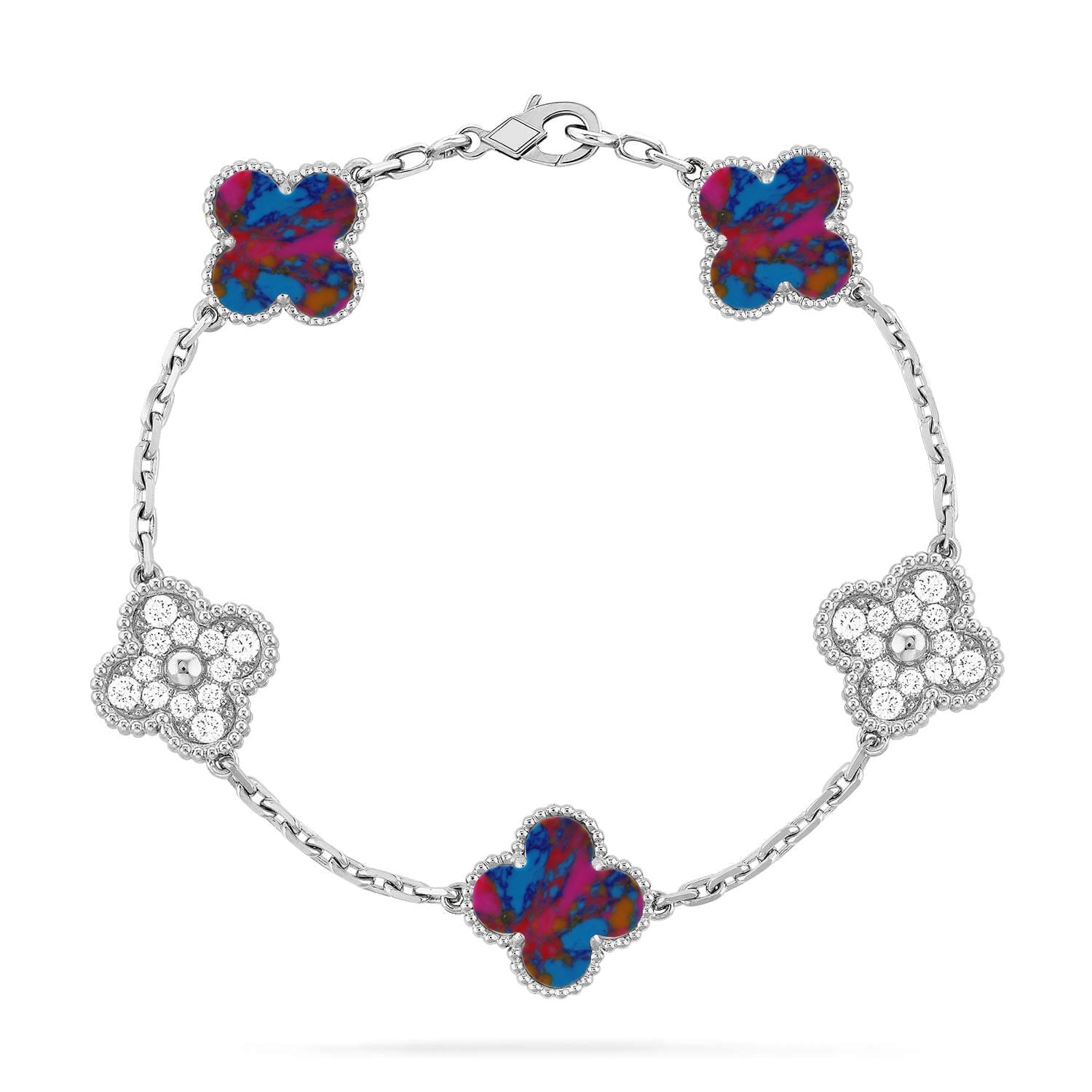 [Glow]New CLOVER 5 MOTIF COLOR GEMSTONES BRACELET COLLECTION