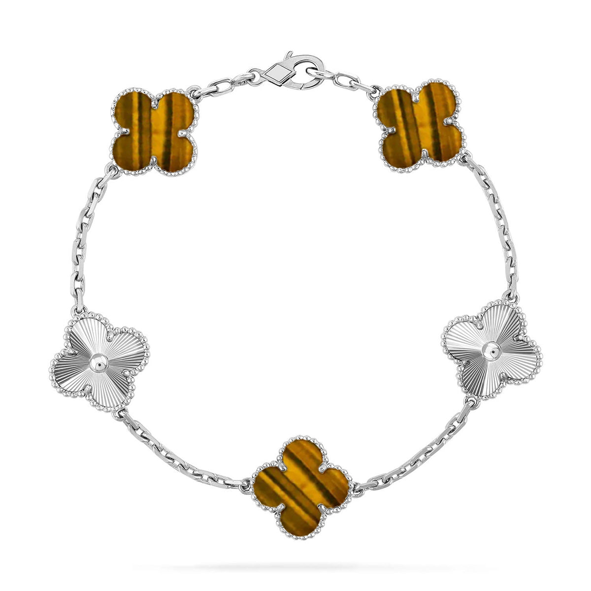 [Glow Jewelry] CLOVER 5 MOTIFS TIGER EYE BRACELET COLLECTION